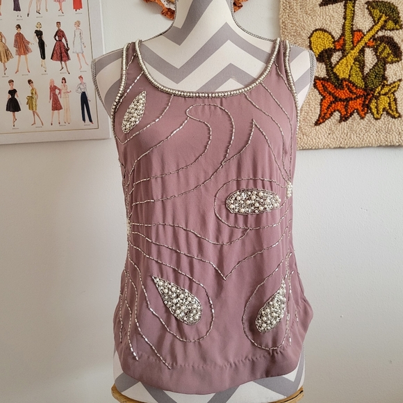 Bar III | Mauve Embellished Beaded Camisole - Picture 1 of 6